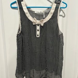 Have Black and white polka dot tank top with bow, Sz XL